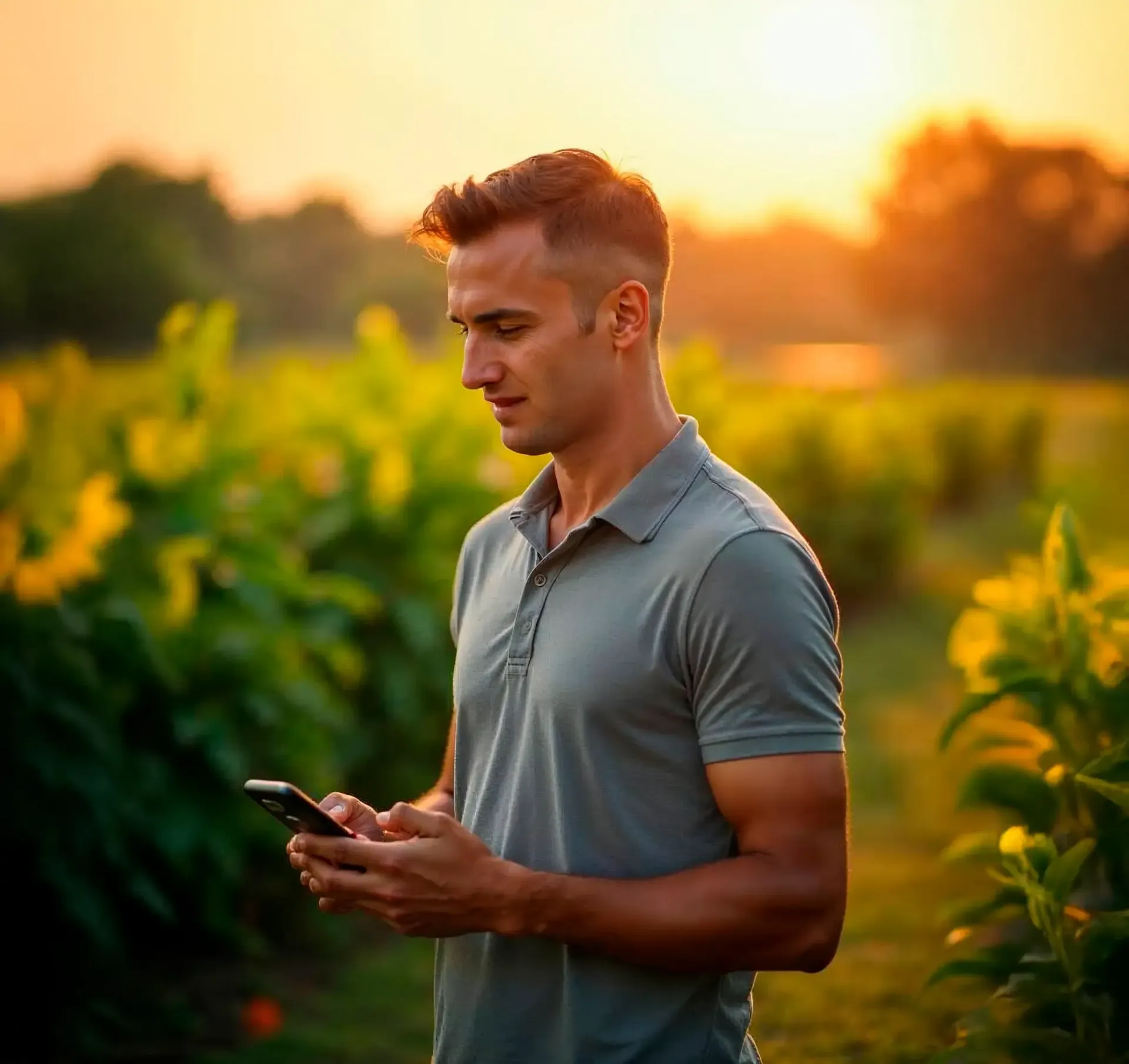 Um drone pulverizando fertilizante em uma plantação de sojas