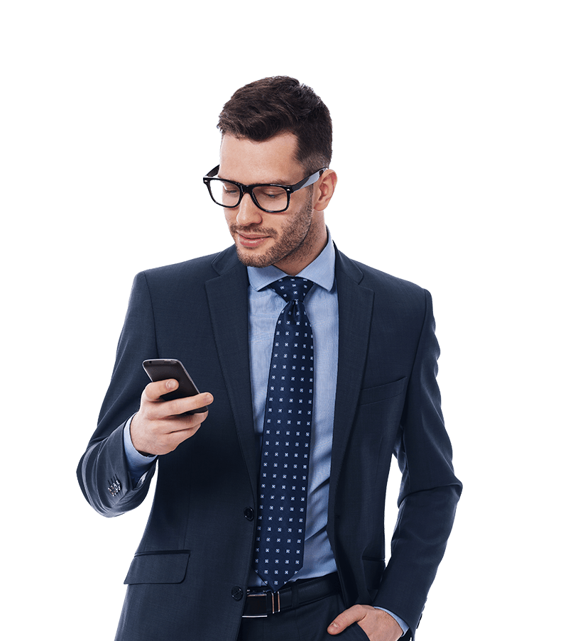 Businessman checking emails on the phone