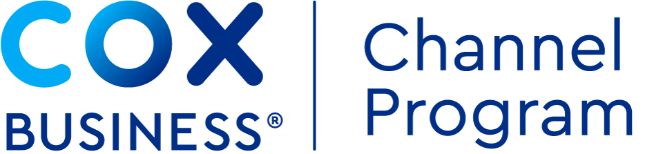 The cox channel program logo is blue and white