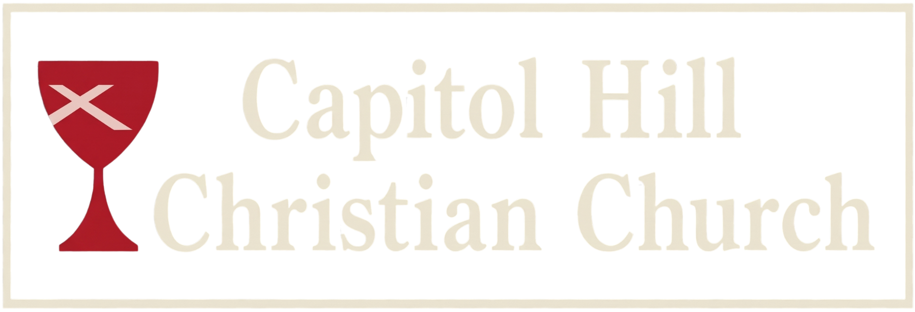 Capitol Hill Christian Church logo with red chalice icon and beige text on white background