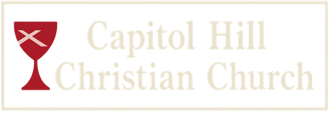Capitol Hill Christian Church logo with red chalice and beige text on white background