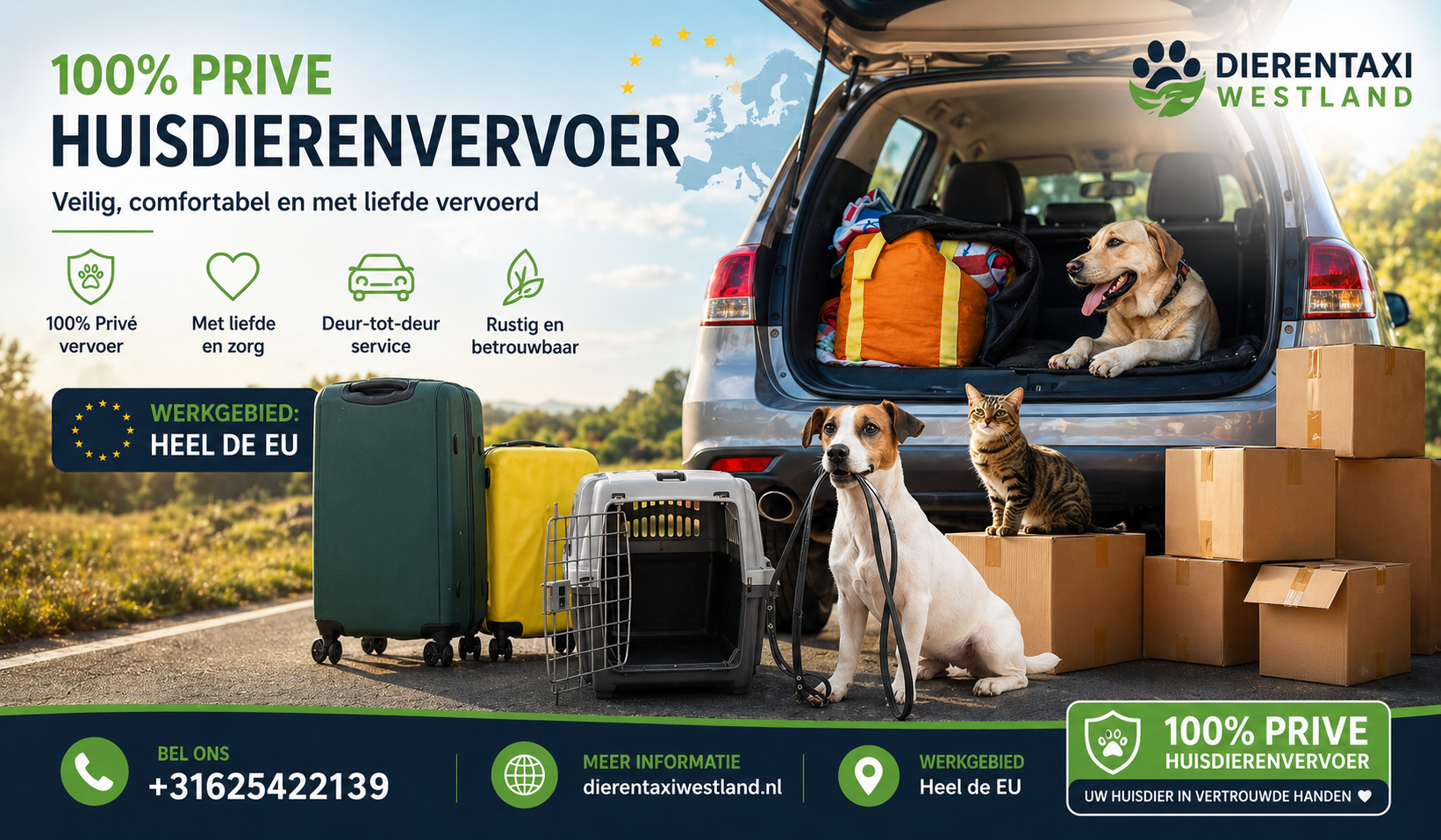 privé huisdierenvervoer
huisdier transport
dierenvervoer Nederland / Europa / Spanje
