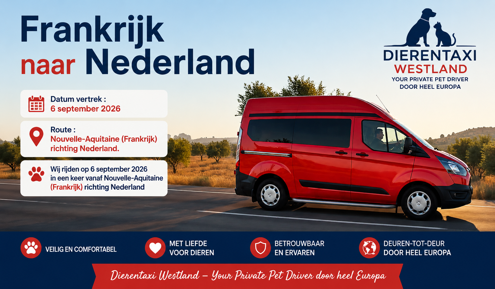 Dierentaxi Westland – Your Private Pet Driver door heel Europa