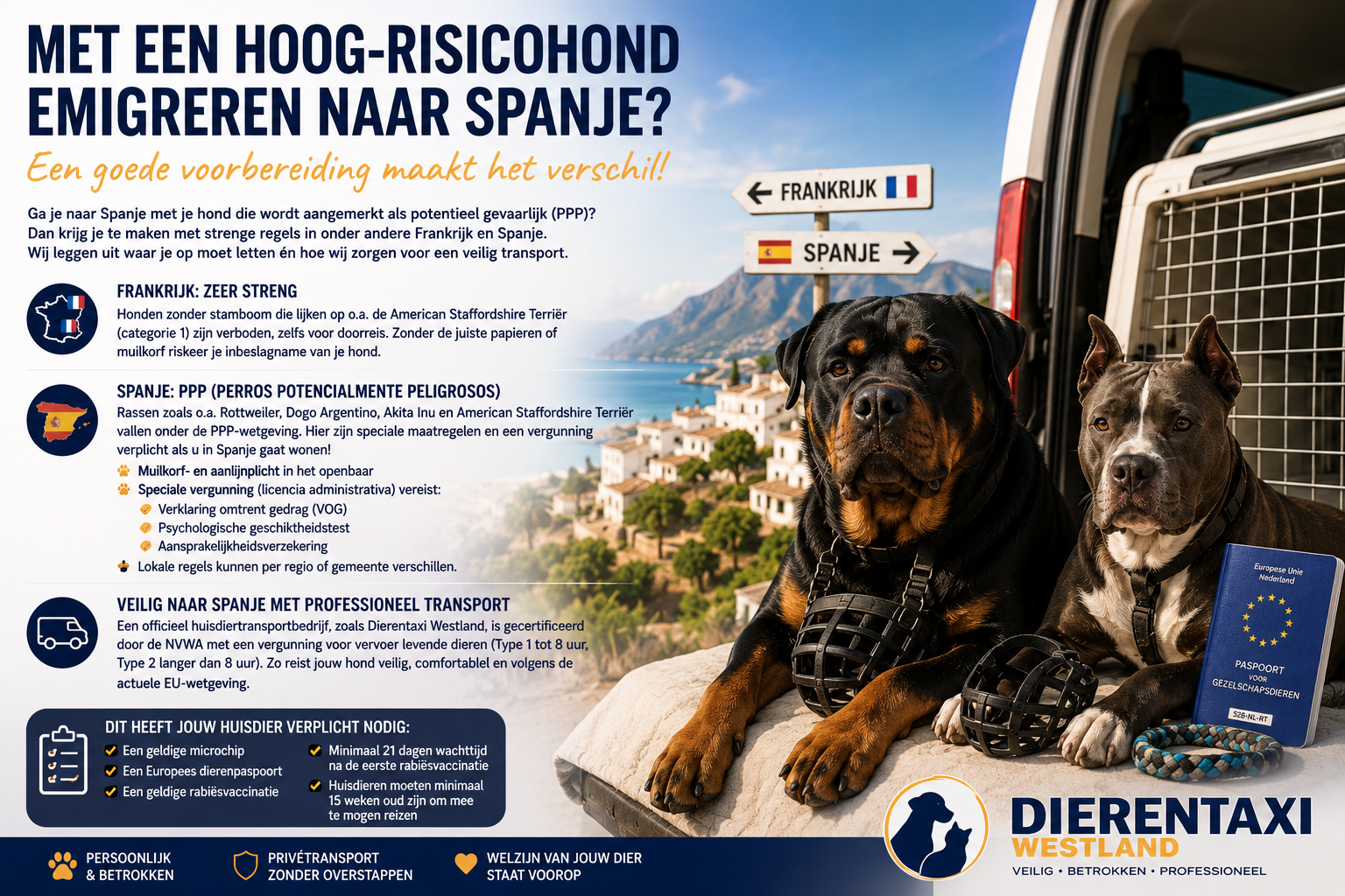 Droom je van een nieuw leven onder de Spaanse zon, maar heb je een hond die in sommige landen wordt