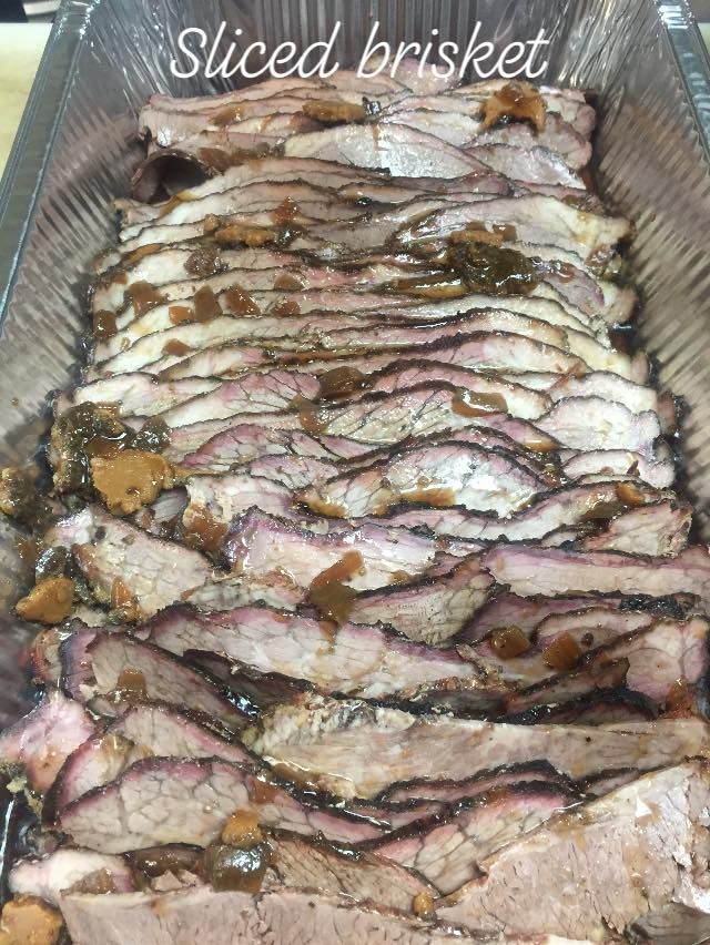 Sliced brisket. 