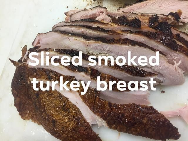 Sliced smoked turkey breast. 