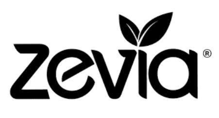 Zevia logo: Black wordmark with 