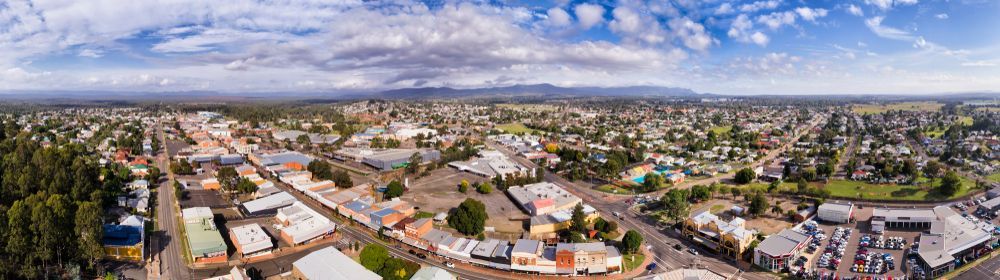 Wide Aerial View of A Suburban Town with Houses and Streets — Terrace Locksmiths in Cessnock, NSW