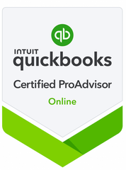 A quickbooks certified pro advisor online badge on a white background.