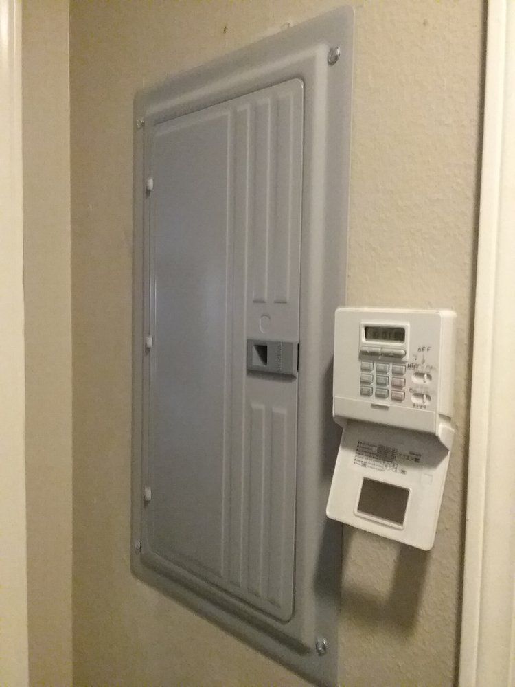 A door with a remote control attached to it.