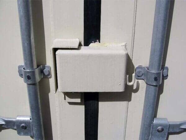 Door Lock of White Storage Container - Storage Unit Homes in Albuquerque, NM