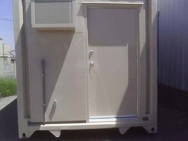 Exterior of Mobile Office with Door and HVAC - Storage Unit Homes in Albuquerque, NM