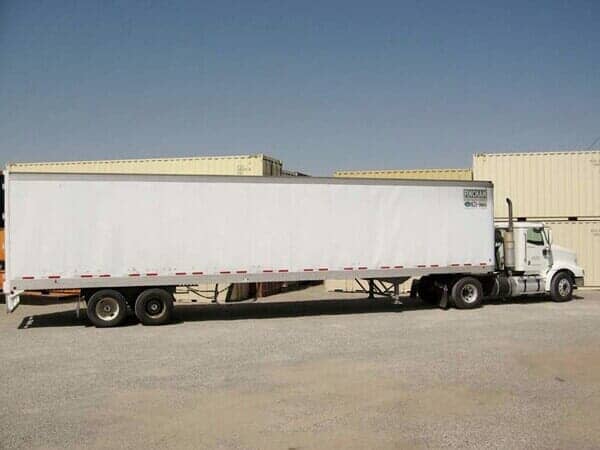 White Mobile Storage on White Truck - Storage Unit Homes in Albuquerque, NM