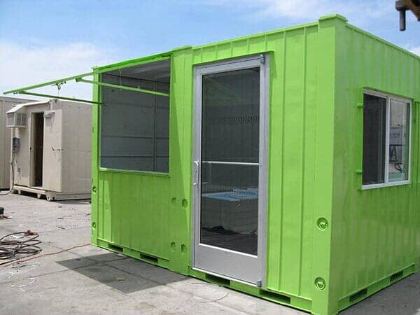 Green Trailer Office with Glass Door and Windows - Storage Unit Homes in Albuquerque, NM