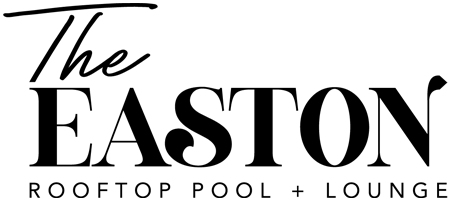 The easton rooftop pool and lounge logo is black and white.