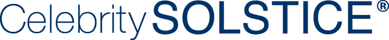 Celebrity solstice is written in blue on a white background