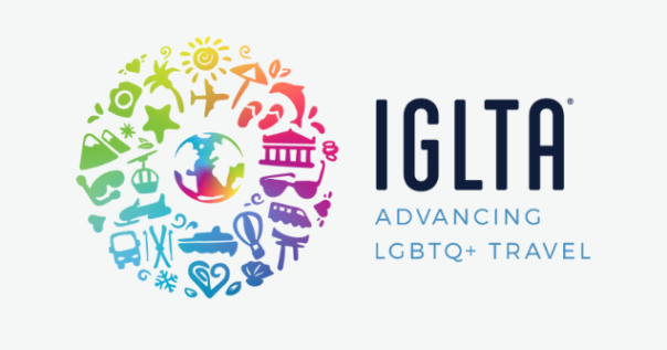 A logo for iglta advancing lgbtq + travel