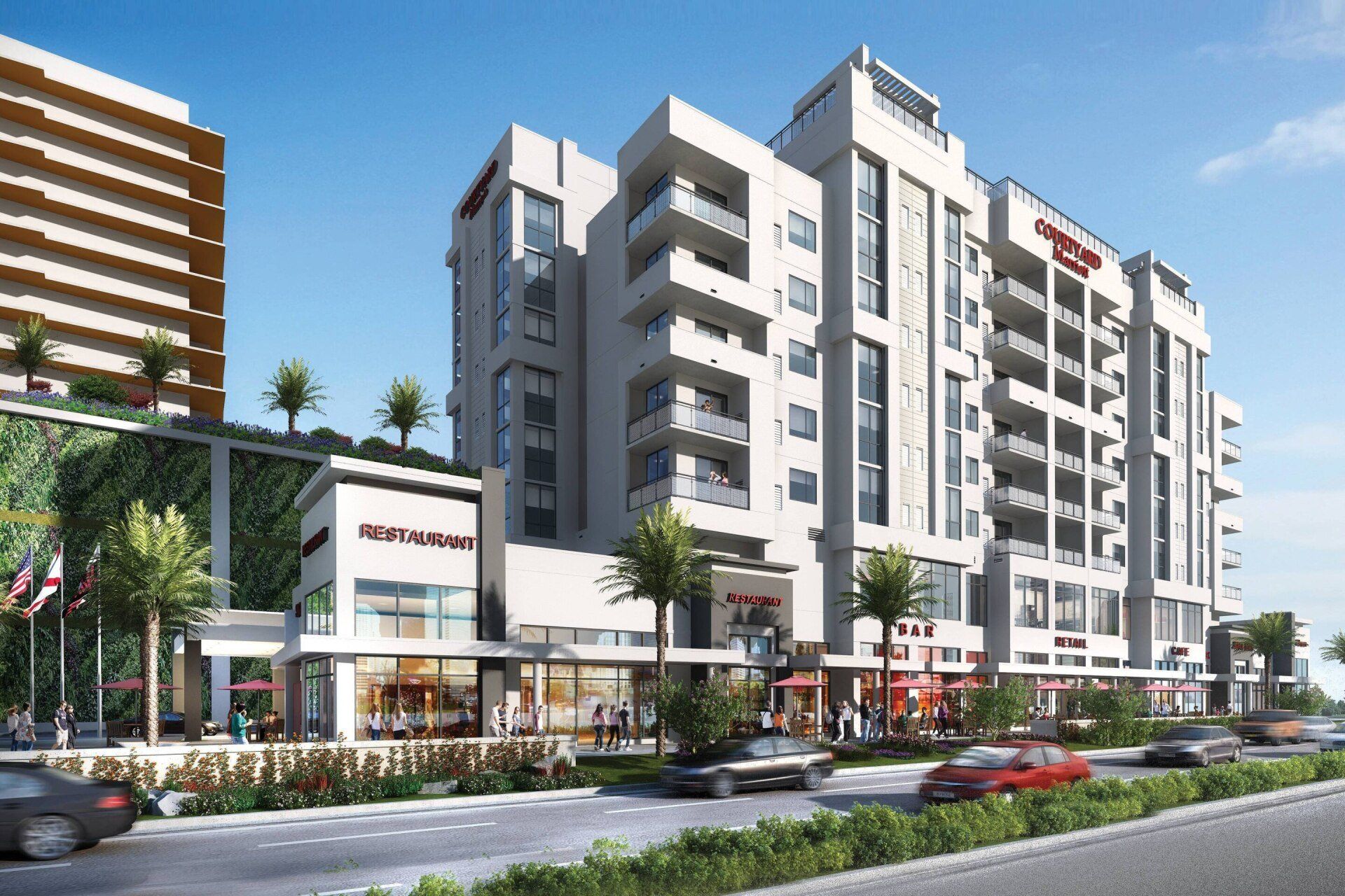 An artist 's impression of a large building with a lot of windows