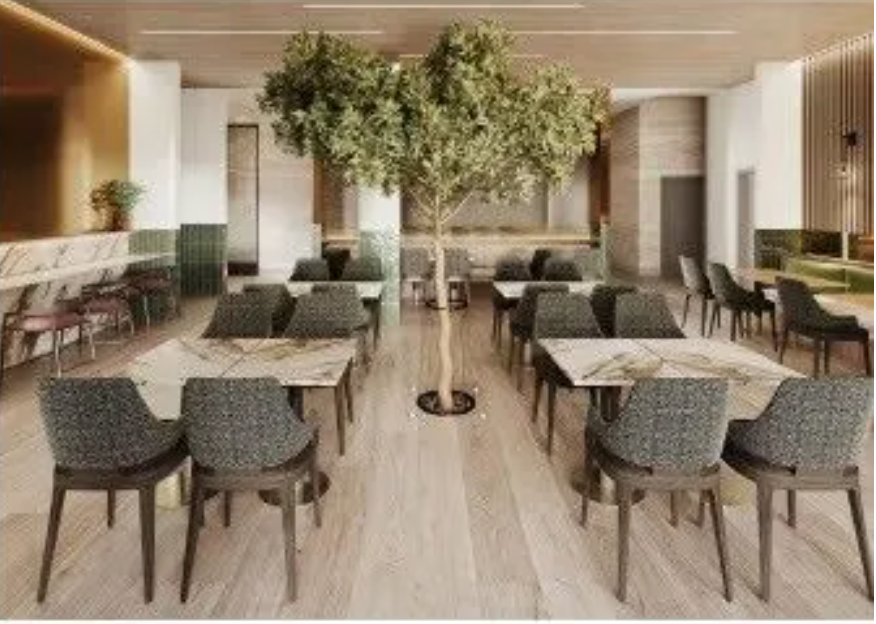 Rendering of the hotel's Breakfast Dining Room near the Lobby.