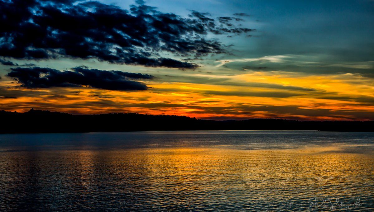 sunset over lake