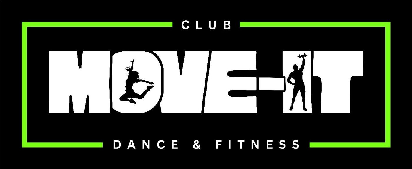 Een logo voor een dans- en fitnessclub genaamd Move It