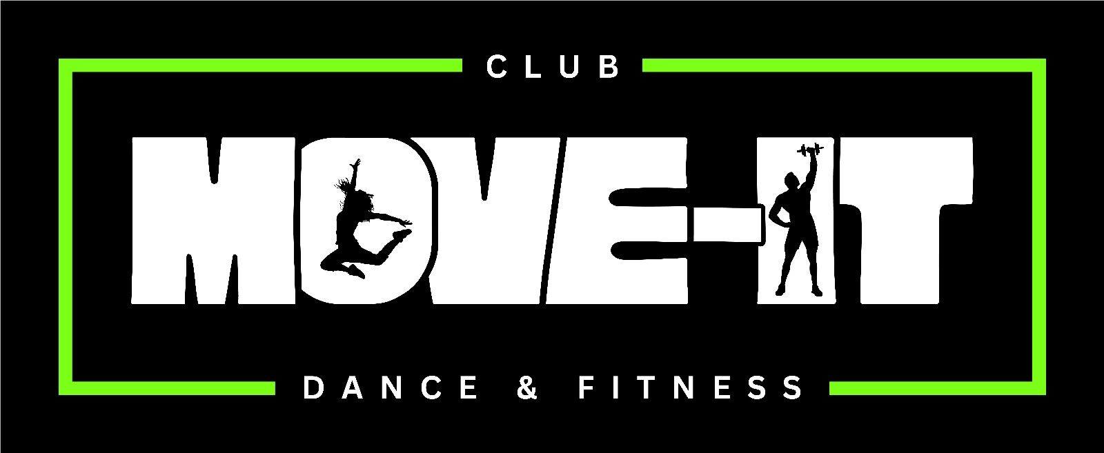 Een logo voor een dans- en fitnessclub genaamd Move It