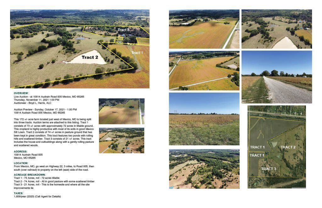 A book is open to a page with pictures of a field