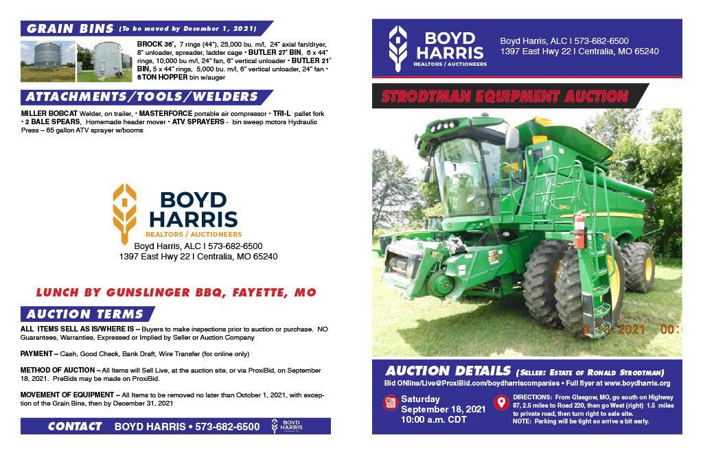 A boyd harris advertisement with a picture of a tractor