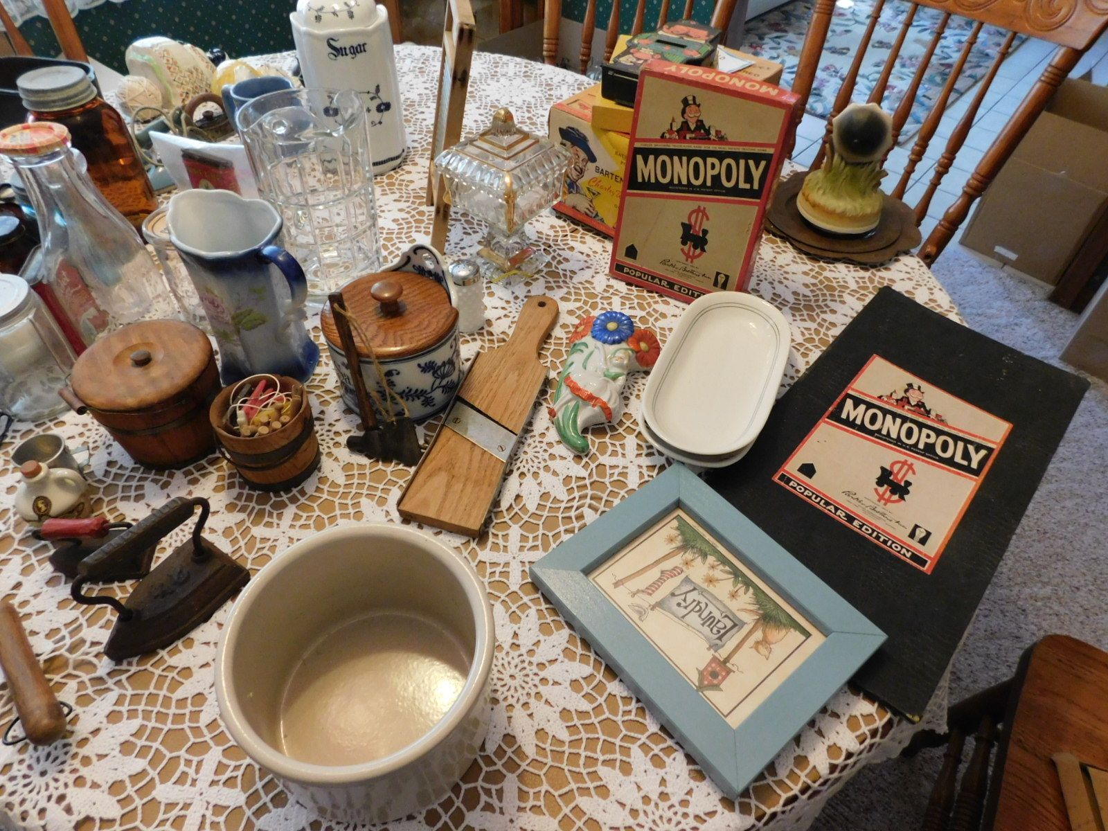 A table with a monopoly game on it