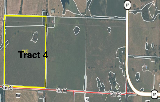 Aerial view of a field labeled