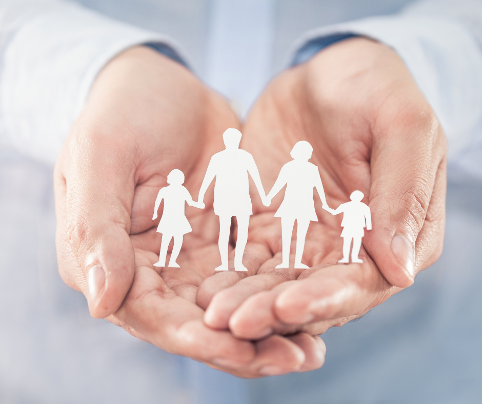 Hands holding family icons representing compassionate home care support