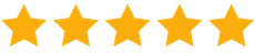 Cinque stelle dorate in fila su sfondo bianco