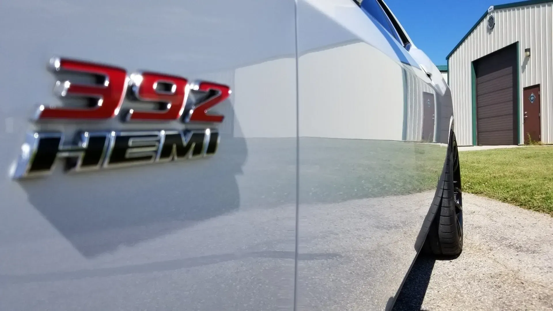 closeup of white car