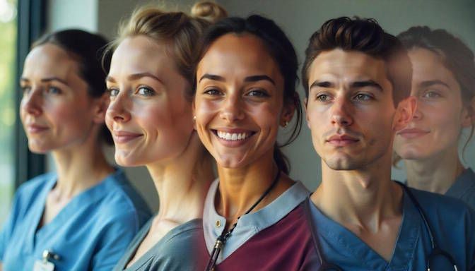 photo of people from diverse walks of life from student, to nurse, to others