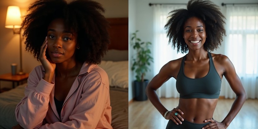 African American Woman weight loss before and after