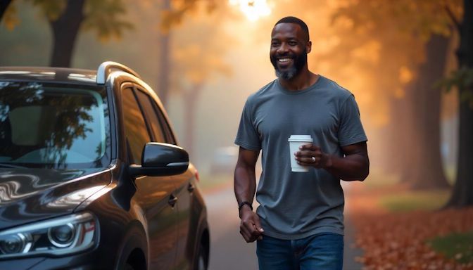 Confident Man Standing Tall in OKC in the fall 2025