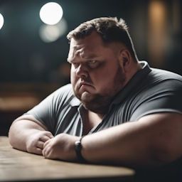 A heavy set man who appears depressed and wants to lose weight