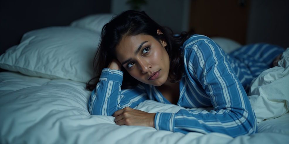 South Asian woman tossing and turning and can't sleep in OKC