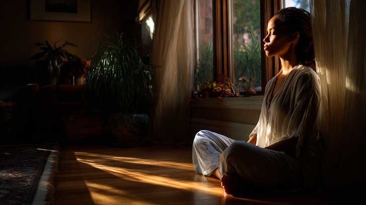 Oklahoma City woman doing self-hypnosis in her Oklahoma City home
