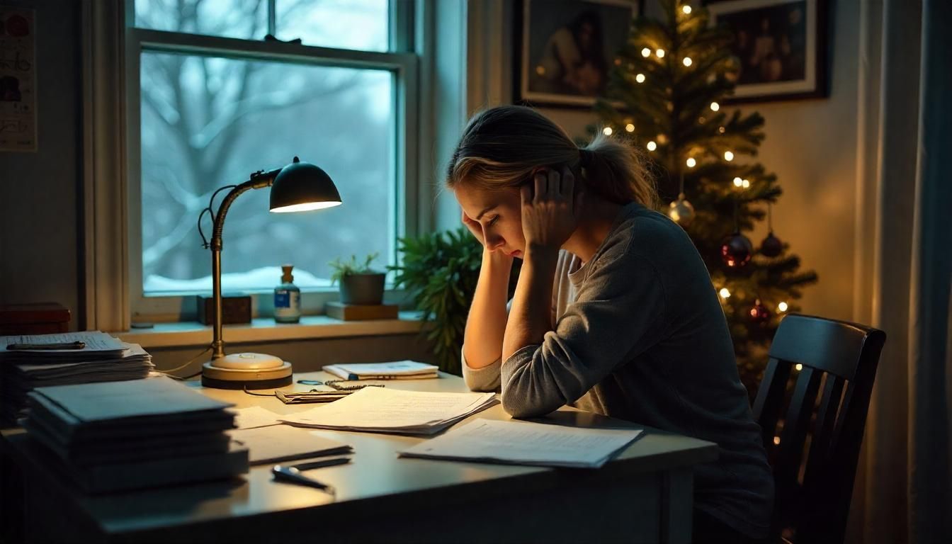 woman who is feeling s tressed out at Christmas
