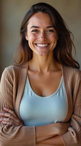 woman with high self confidence smiling into the camera