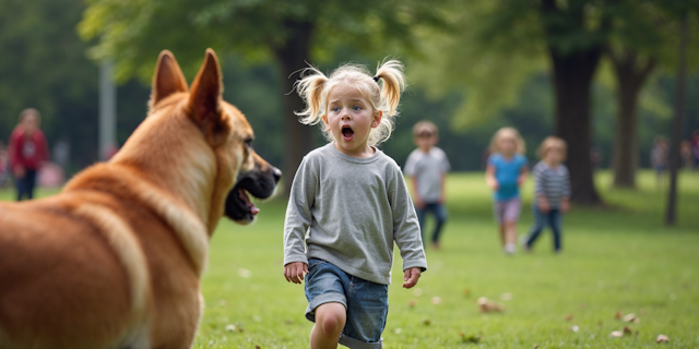 Overcoming Phobias - Girl in park afraid of dogs