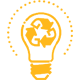 A light bulb with a recycling symbol inside of it.
