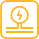 A yellow icon of a lightning bolt in a circle.