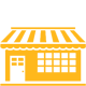 An icon of a store with a yellow awning.