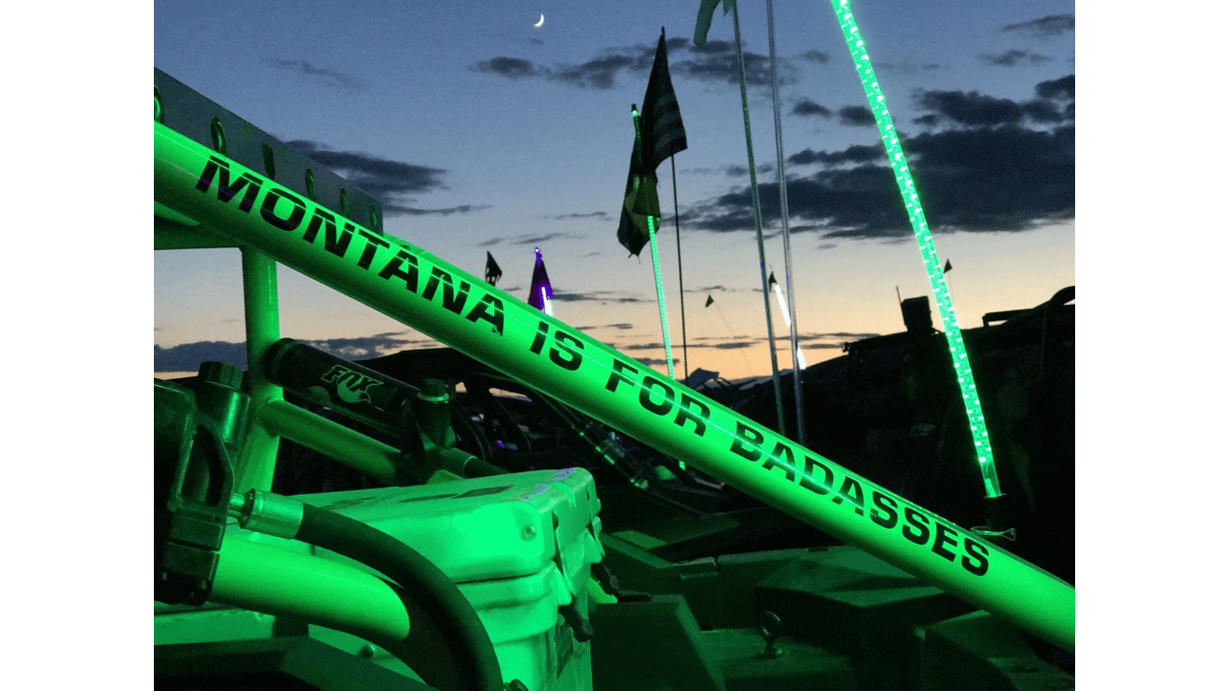 Montana is for badasses is written on a green pipe