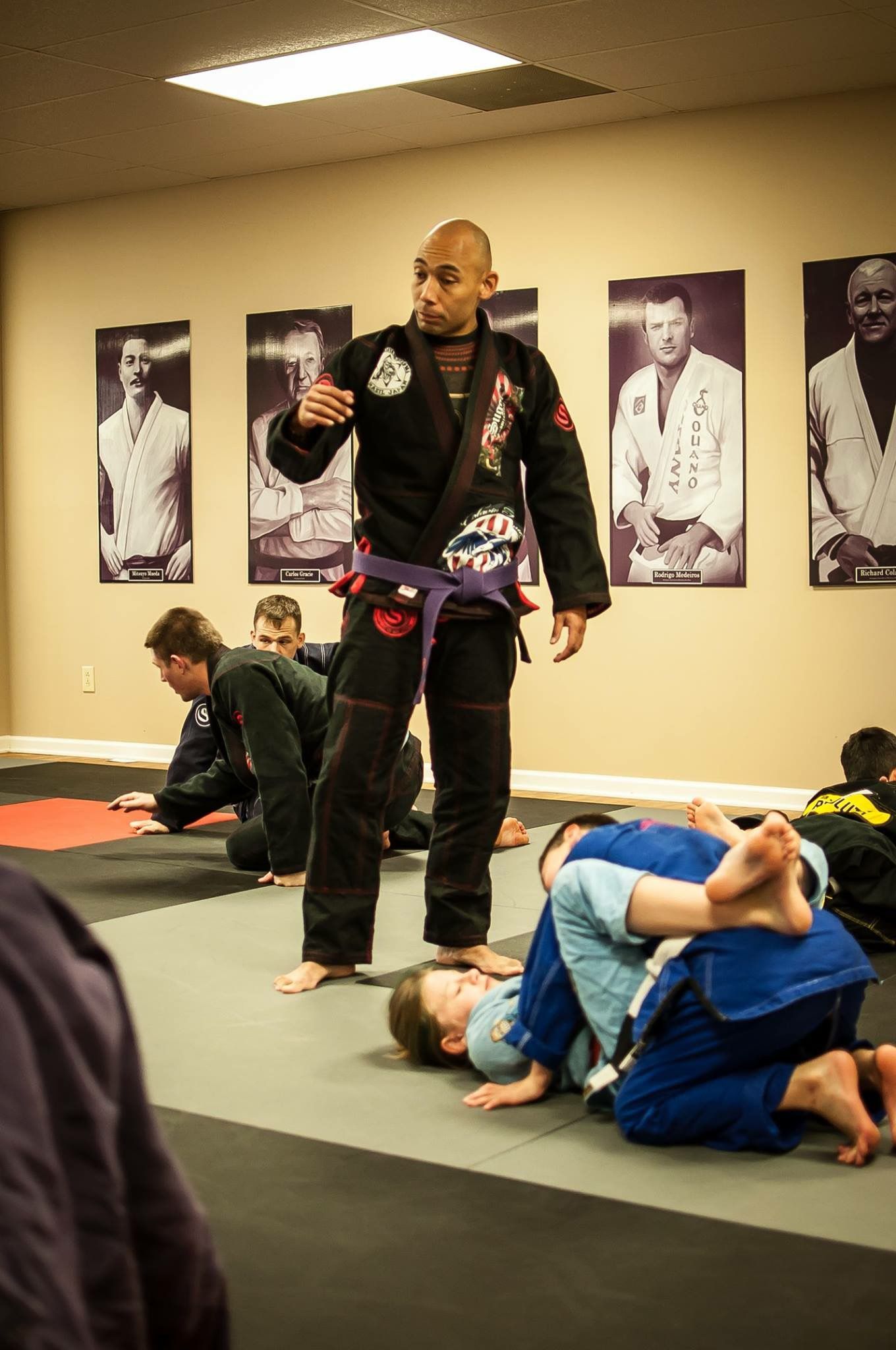 Students drilling Brazilian Jiu-Jitsu technique at Sugoi Submission in Corpus Christi, TX.
