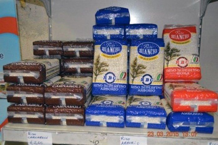 confezioni di riso Carnaroli, Arborio e Roma