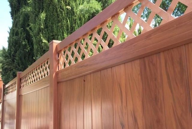 A Close up of a Wooden Fence with a Lattice Design. | Vallejo, CA | Tri-City Fence Company