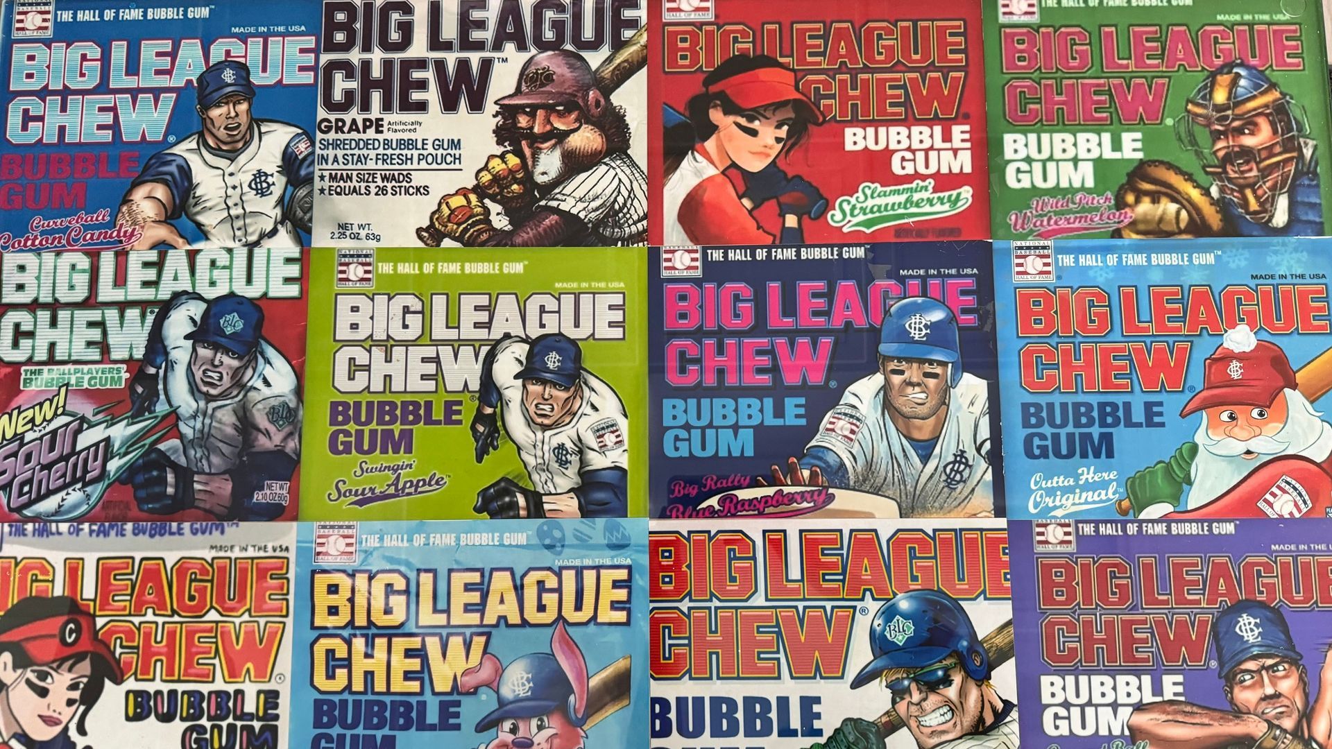 A collection of big league chew bubble gum books